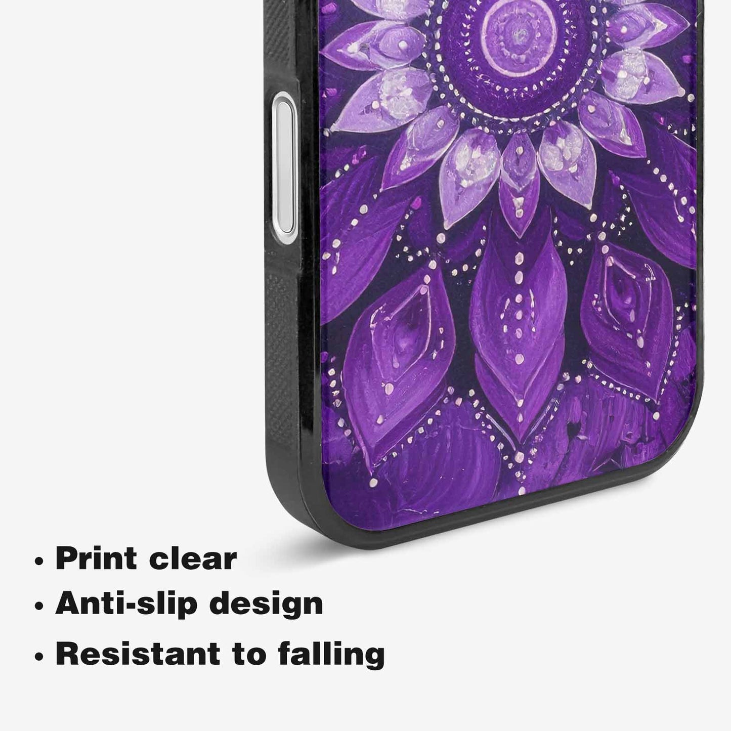 iPhone 16 Plus Case — Purple Mandala Bohemian Print Edge To, Custom Art Phone Cover