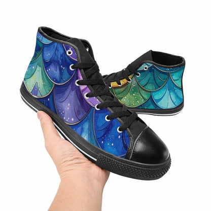 MEN'S Mermaid Scale High Top Canvas Y2K Custom Sneakers