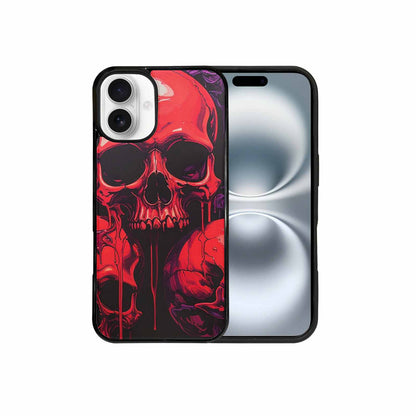 iPhone 16 Plus Case — Red Purple Skeletons Neon Drip Melting, Custom Phone Case