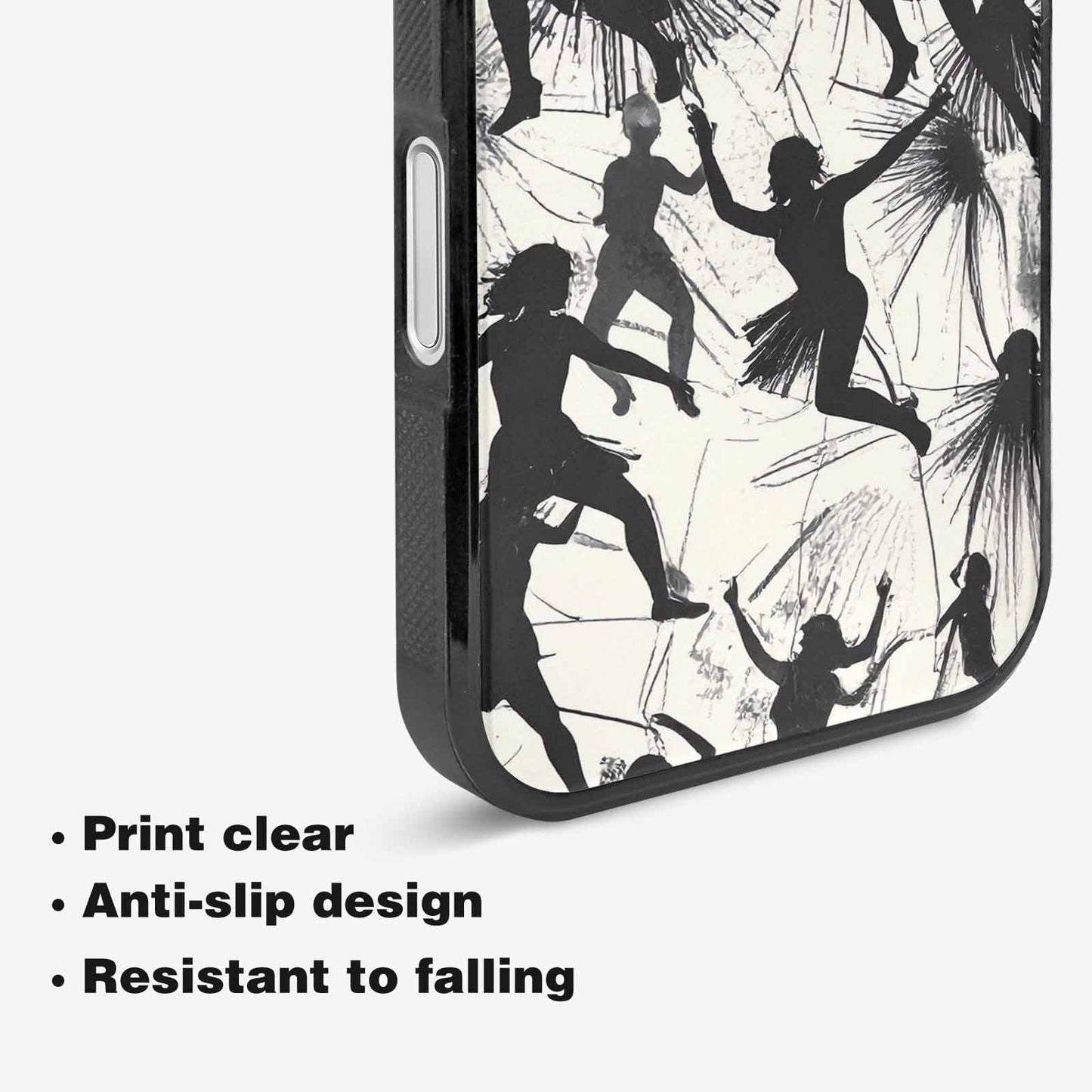 iPhone 16 Case — Bold Dancing Figure Line Art Pattern, Customized Protective Case