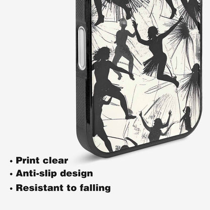 iPhone 16 Case — Bold Dancing Figure Line Art Pattern, Customized Protective Case