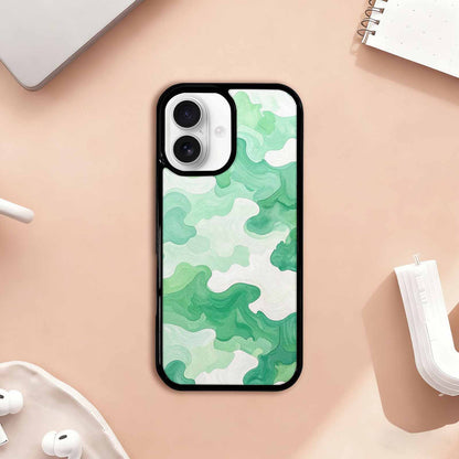 iPhone 17 Case — Camo Mint Green White Camo, Custom Printed Phone Case