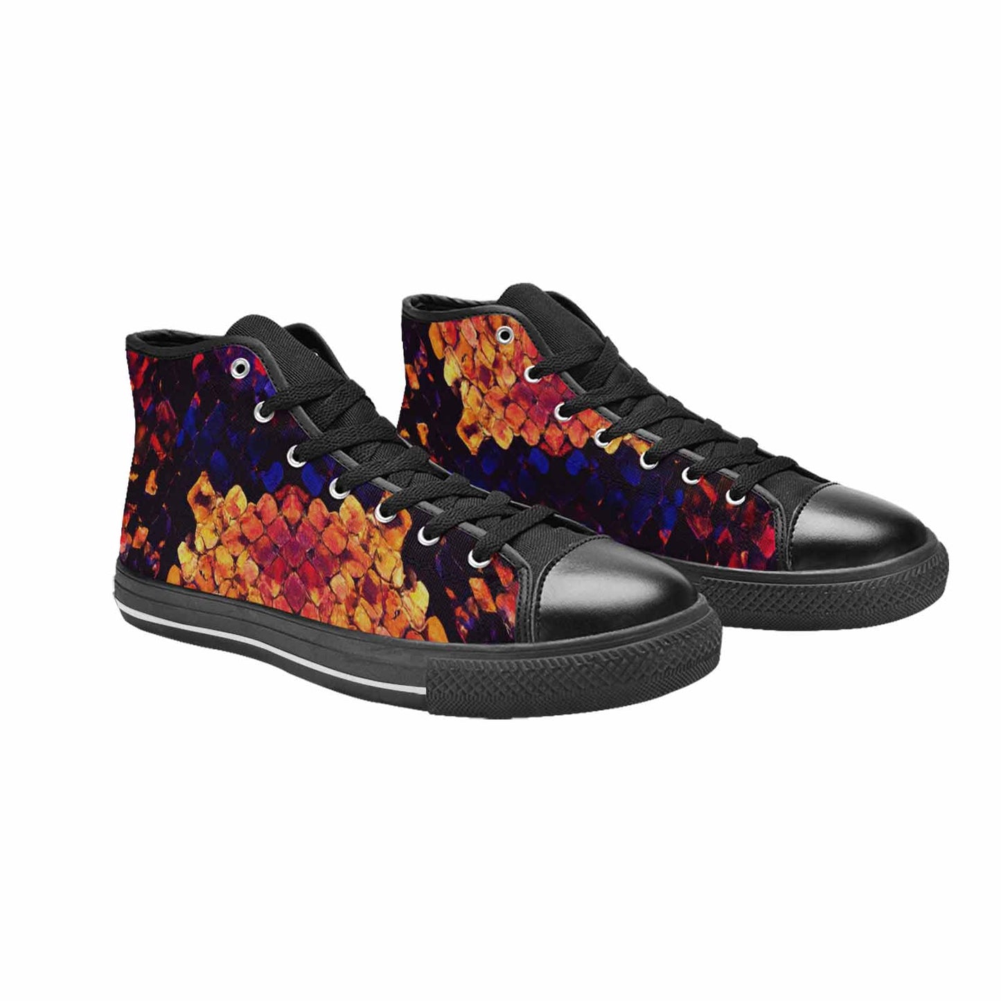 MEN'S Dark Snake Print High Top Canvas Grunge Sneakers