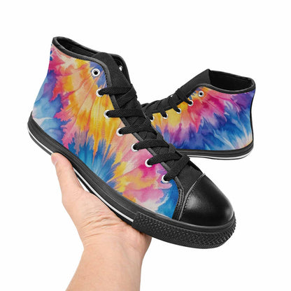 MEN'S Tie Dye Swirl High Top Canvas Vibrant Chaos Custom Sneakers