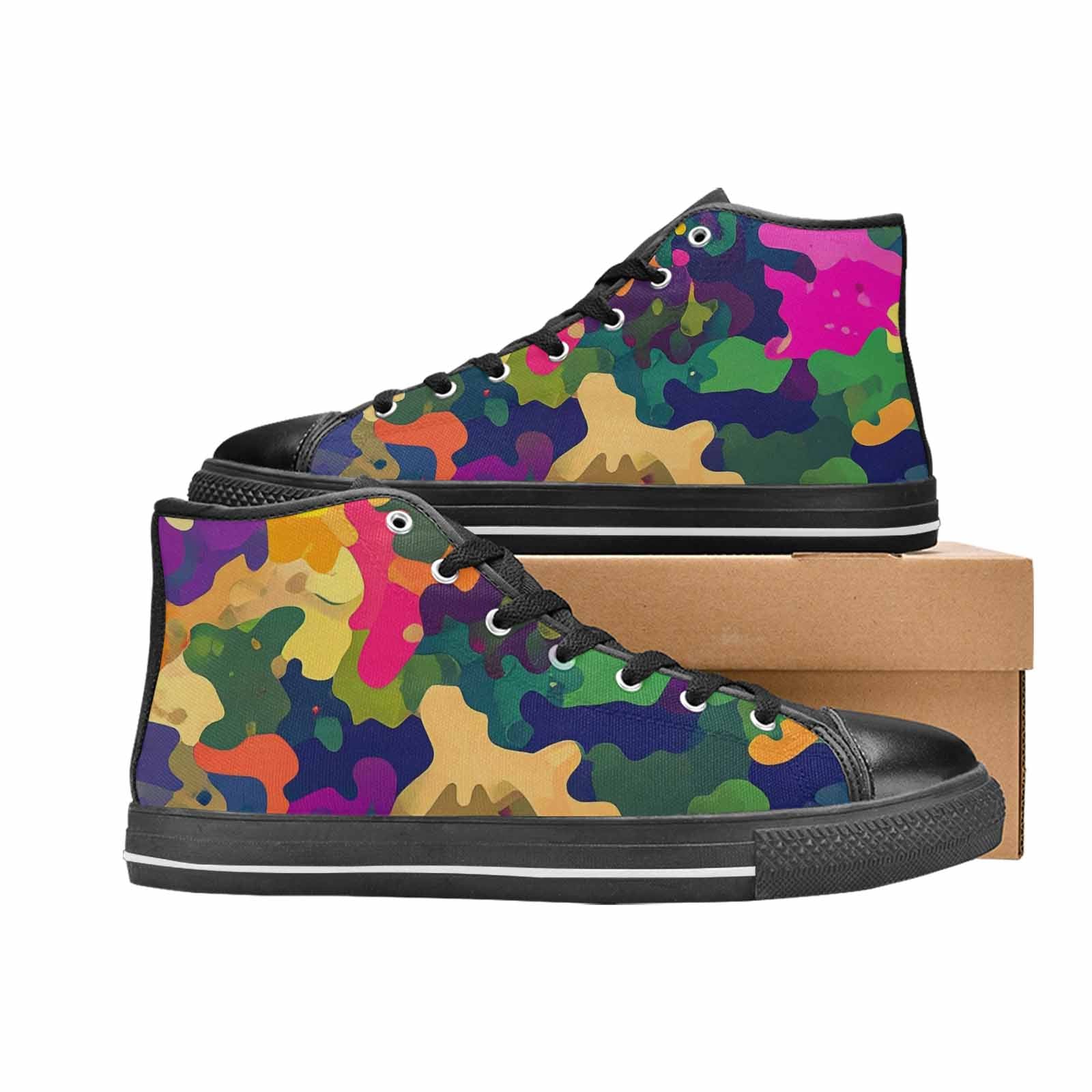 WOMEN'S Military Camouflage Blotch High Top Canvas Dreamcore Custom Sneakers