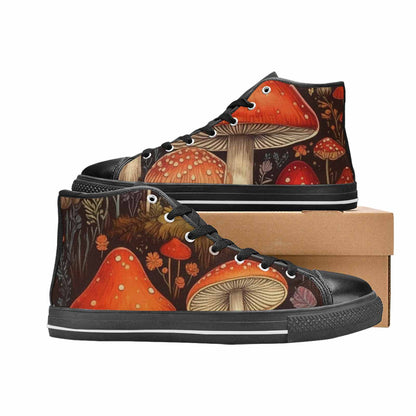 WOMEN'S Mushroom High Top Canvas Dark Academia Custom Sneakers