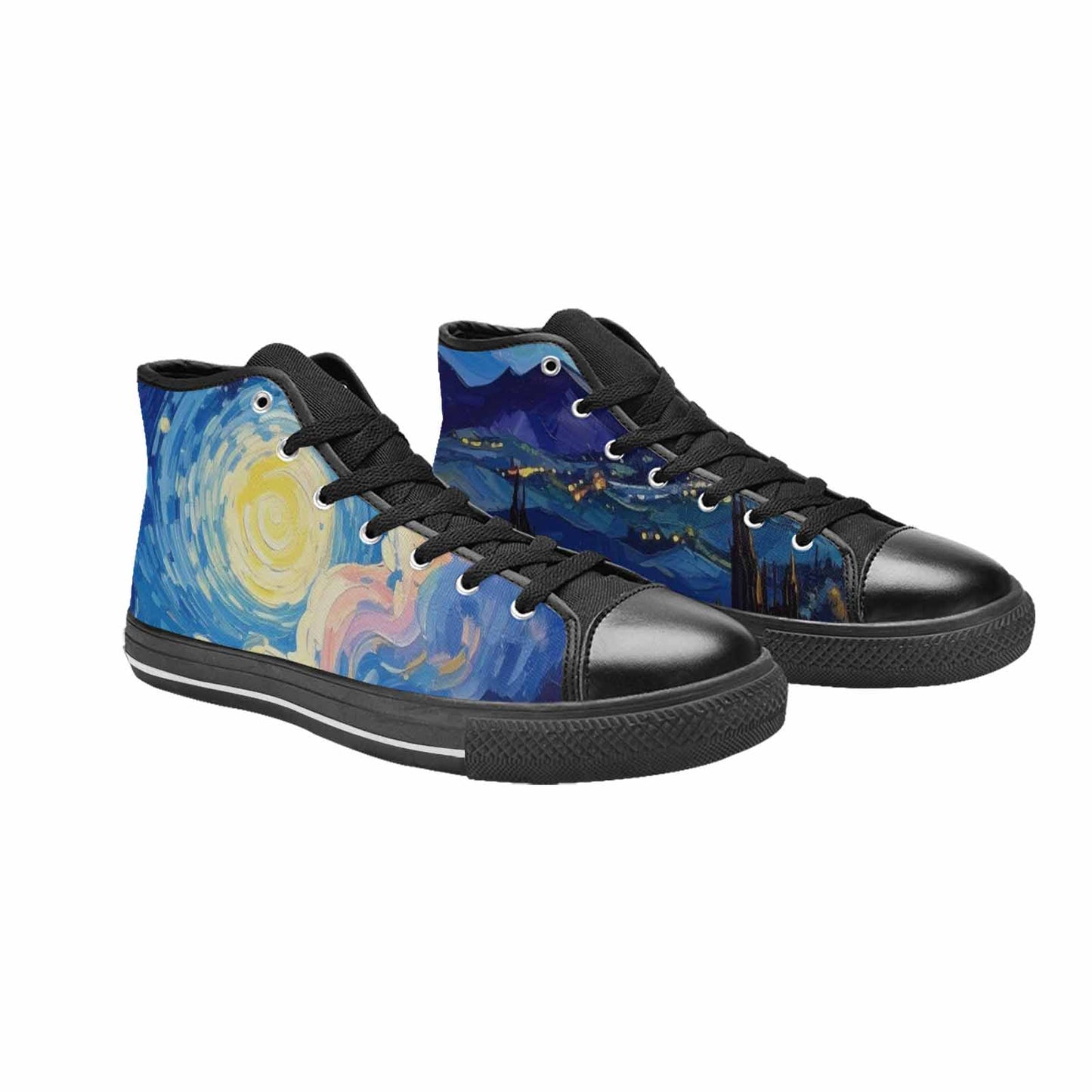 MEN'S Starry Night Van Gogh High Top Canvas Cottagecore Custom Sneakers