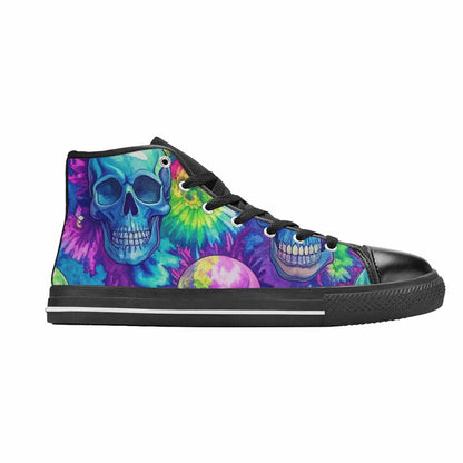 WOMEN'S Tie Dye Skulls Print High Top Canvas Aesthetic Sneakers