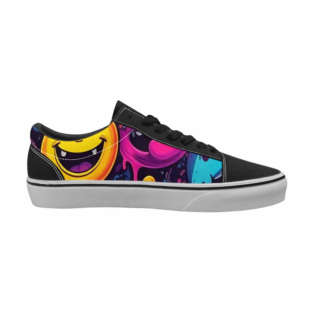 MEN'S Yellow Smiley Face Canvas Lace-Up Grunge Custom Shoes