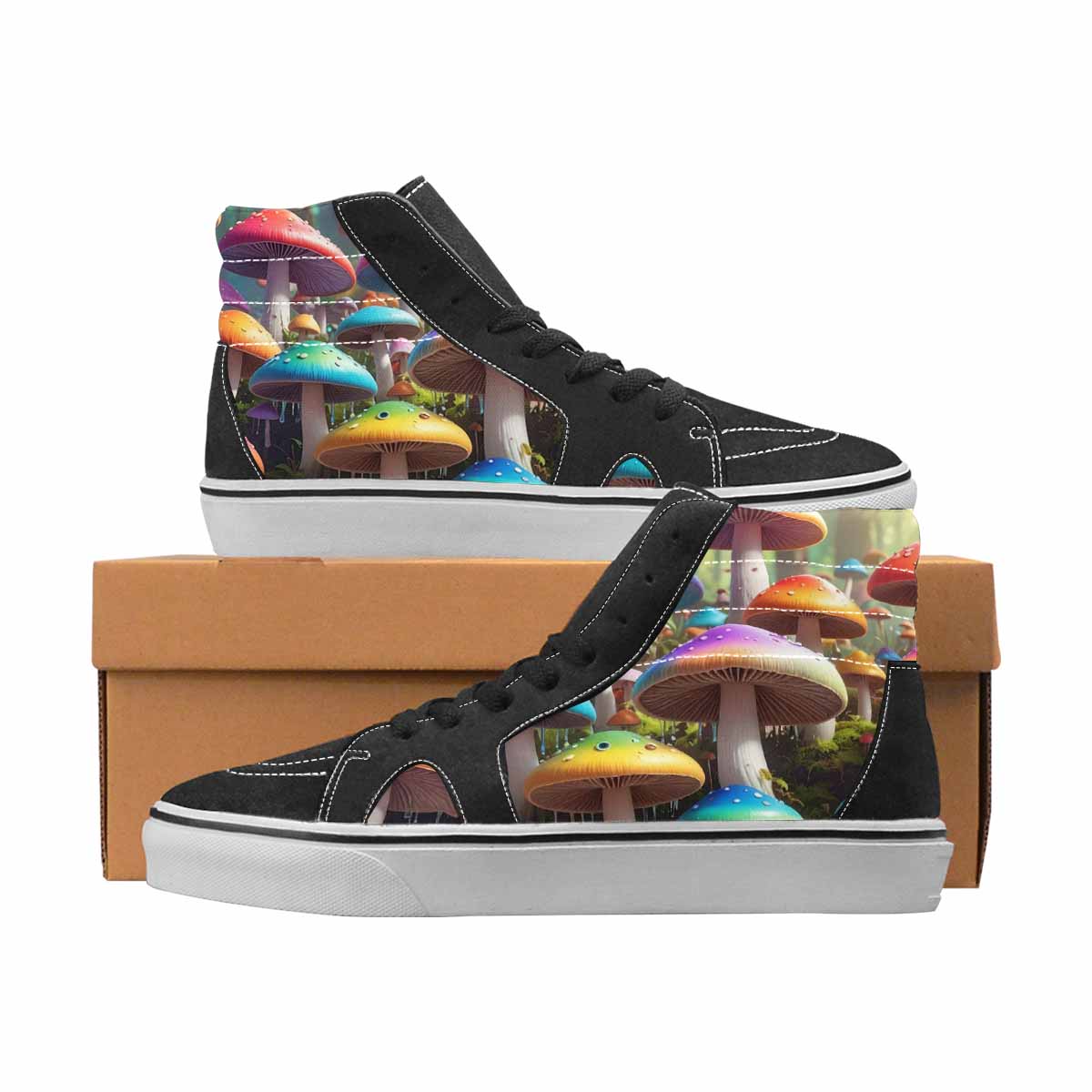 WOMEN'S Mushrooms High Top Canvas Graphic Print Aesthetic Custom Canvas Shoes