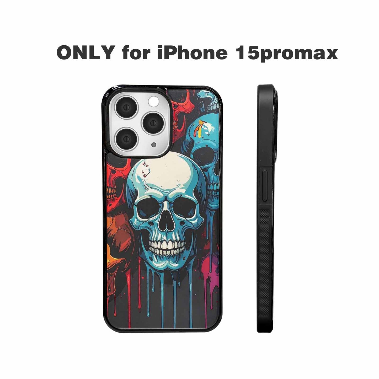 iPhone 15 Pro Max Case — Dripping Skulls Collage Custom, Custom Art Phone Cover