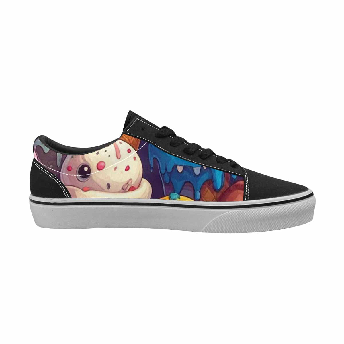 WOMEN'S Melting Ice Cream Monster Lace-Up Canvas Cottagecore Custom Sneakers