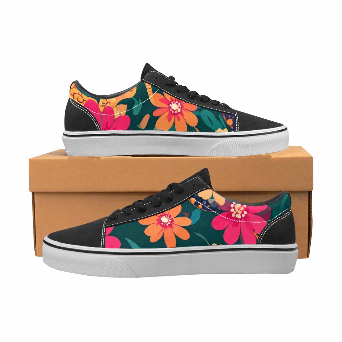 WOMEN'S Floral Snake Print Canvas Lace-Up Grunge Custom Shoes