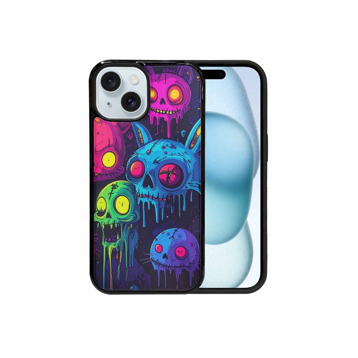 iPhone 15 Case — Mixed Toxic Glow Creature Pattern Hundreds, Personalized Phone Case