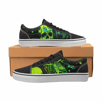 WOMEN'S Skeletons  Neon Green Lace-Up Canvas Dreamlike Custom Shoes