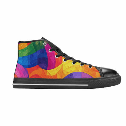 MEN'S Rainbow Pride Flag High Top Canvas Neon Fantasy Custom Shoes
