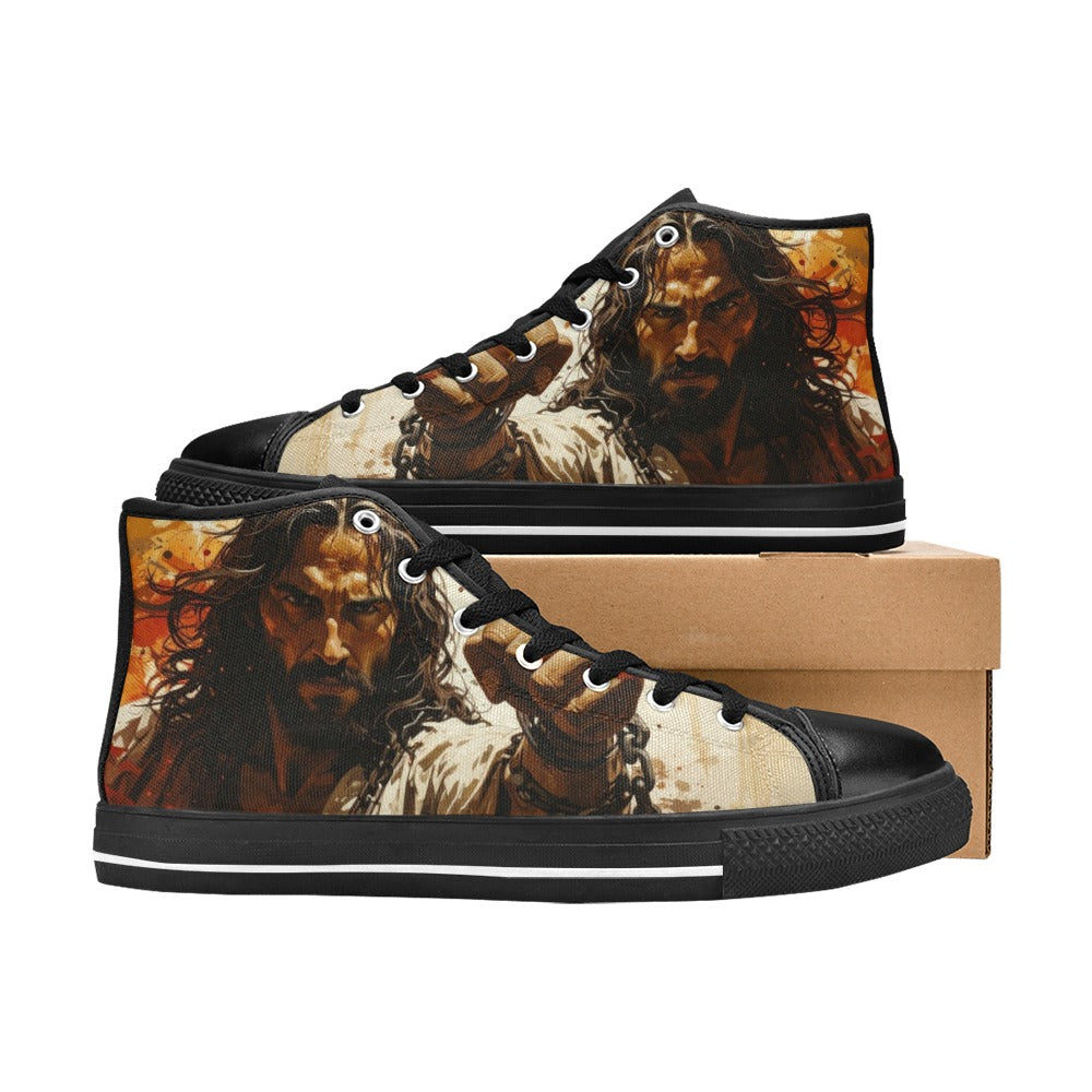 MEN'S Jesus_Ht_02 Men’S High Top Canvas Cottagecore Sneakers