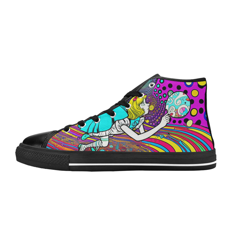 MEN'S Wonderland Trippy Psychedelic Colorful High Top Canvas Vibrant Chaos Sneakers