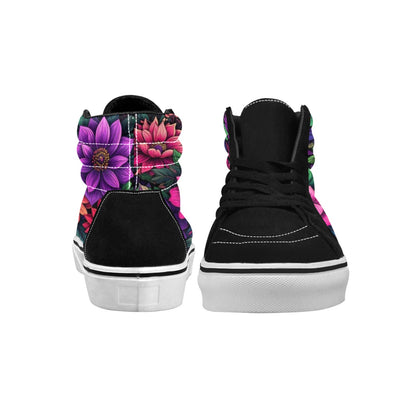 WOMEN'S Trippy Floral Chaos High Top Skateboarding Vibrant Chaos Sneakers