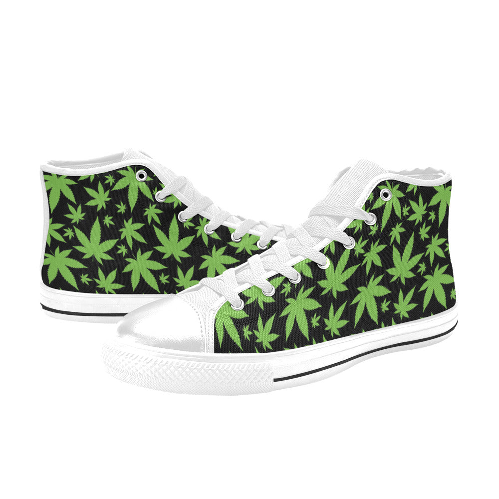 WOMEN'S Cc Weed 420 Art High Top Canvas Vibrant Chaos Custom Sneakers