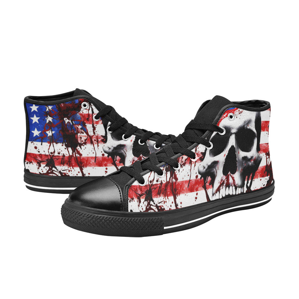 MEN'S Patriotic Splatter Art Men’S High Top Canvas Wallpaper Art Custom Sneakers