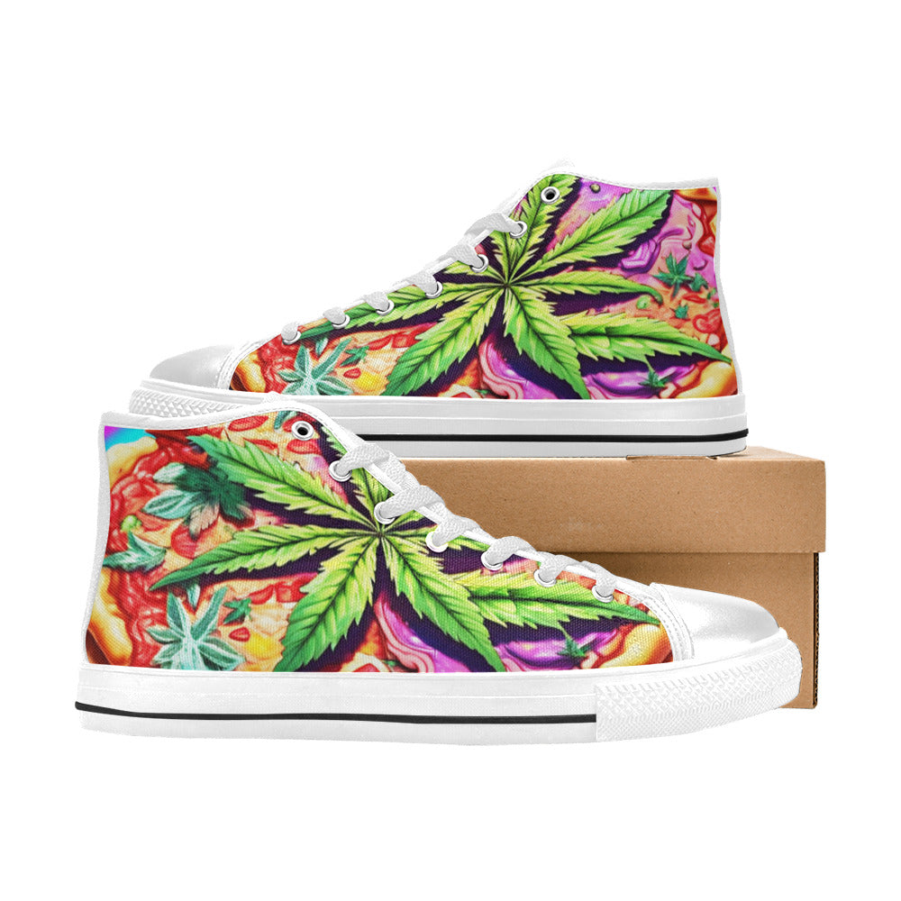 MEN'S Trippy Pizza Art 420 High Top Canvas Aesthetic Sneakers