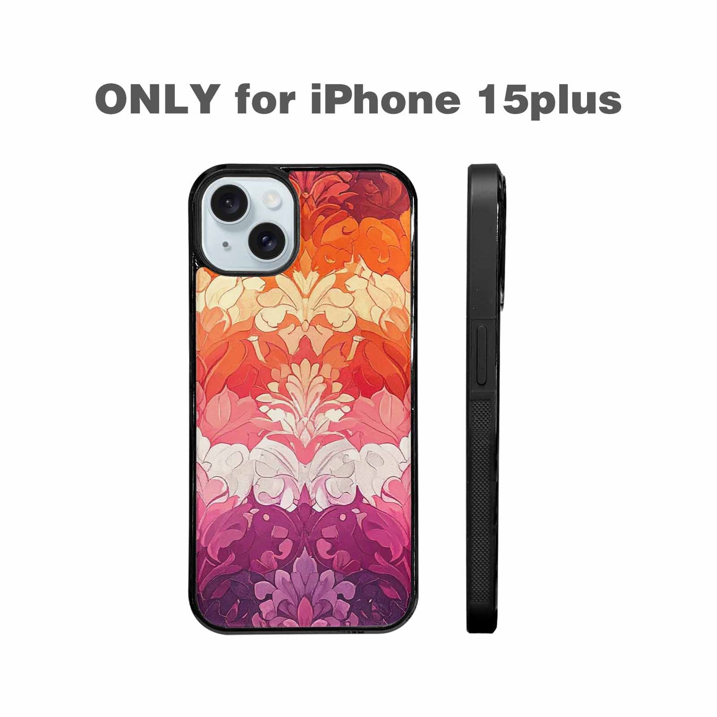 iPhone 15 Plus Case — Lesbian Flag Color Theme Small Rainbow, Custom Print Case Cover