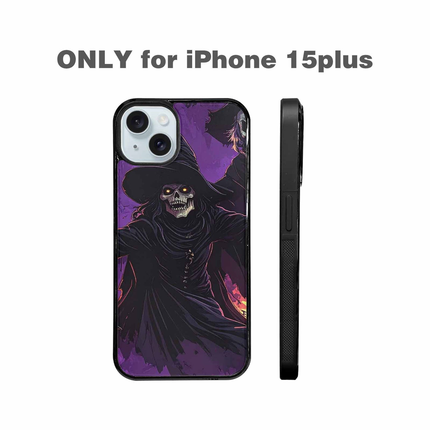 iPhone 15 Plus Case — Scary Horror Halloween Art Print Edge, Custom Designed Case Cover