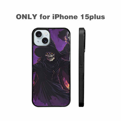 iPhone 15 Plus Case — Scary Horror Halloween Art Print Edge, Custom Designed Case Cover