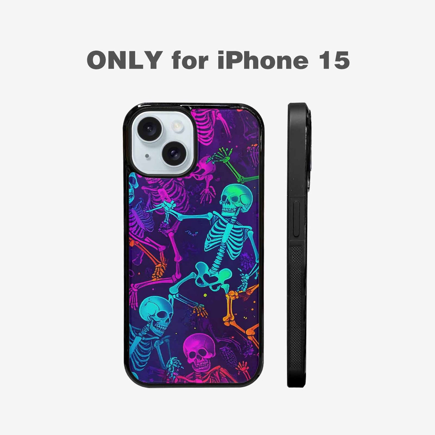 iPhone 15 Case — Glowing Skeleton Pattern Hundreds Of Small, Custom Print Case Cover