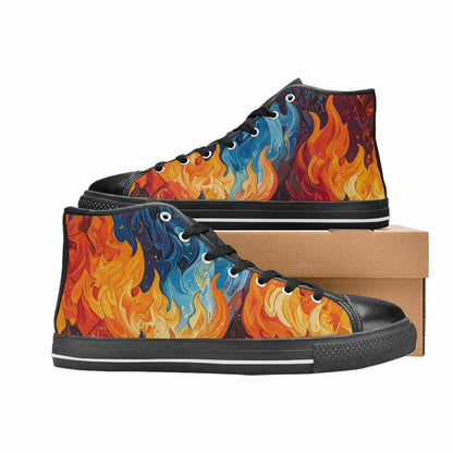 WOMEN'S Fire Flame High Top Canvas Vivid Custom Shoes