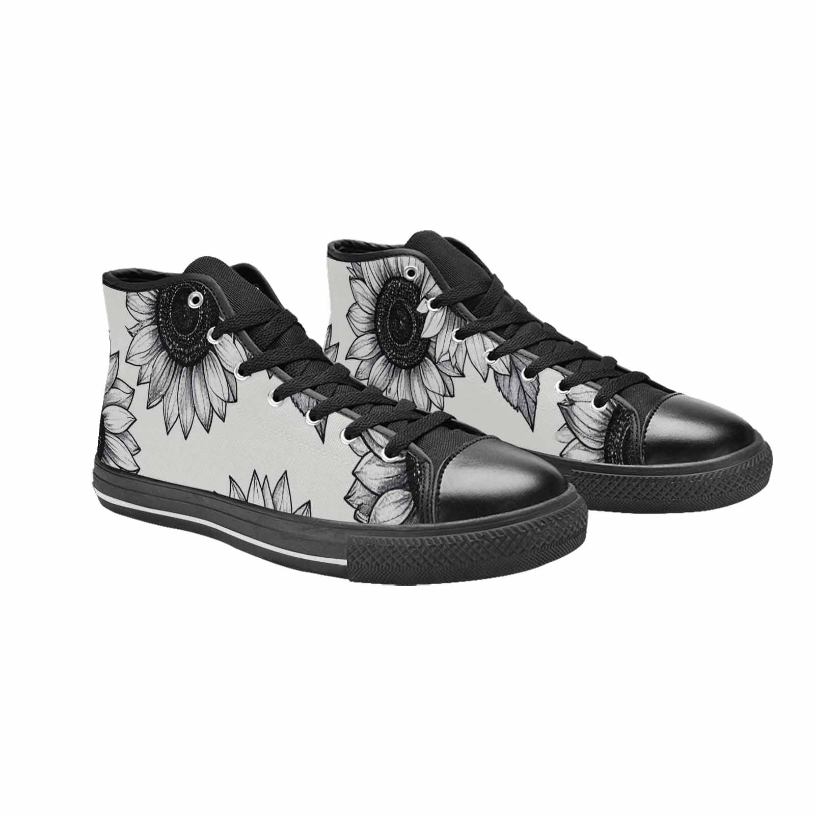 WOMEN'S Minimalist Line Art Sunflower High Top Canvas Surreal Sneakers