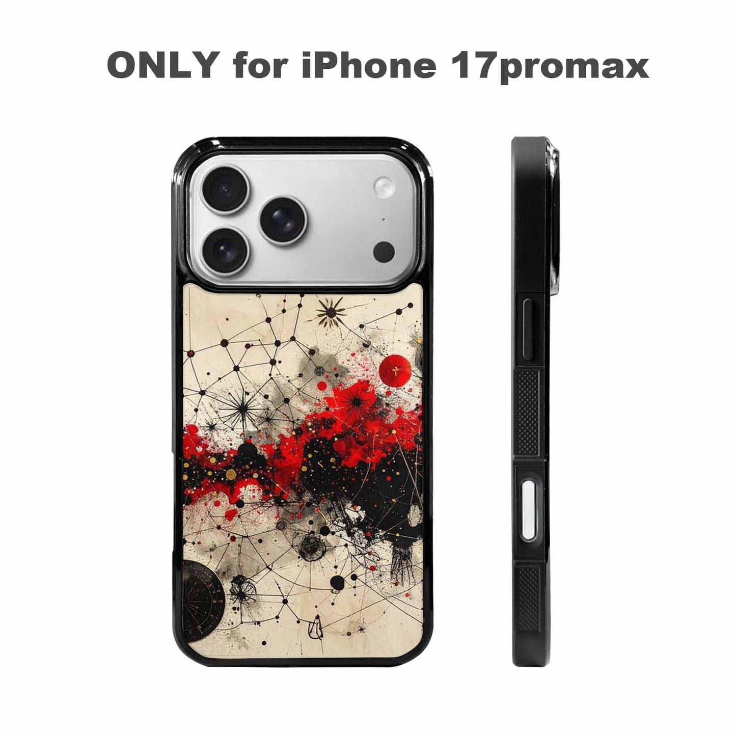 iPhone 17 Pro Max Case — Black &amp; Red Ink Original Art, Custom Designed Case Cover