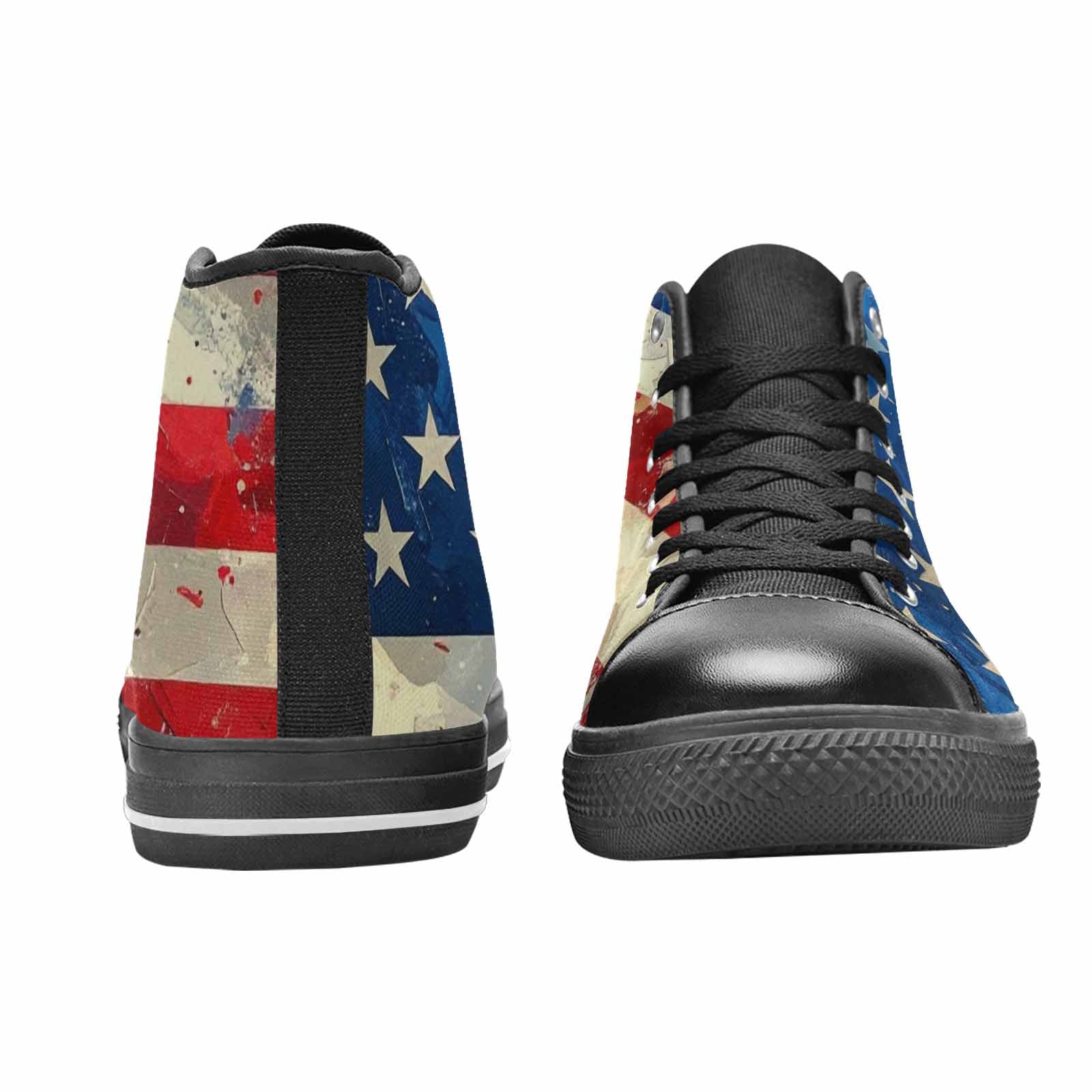 MEN'S American Flag Stars High Top Canvas Vibrant Chaos Custom Sneakers