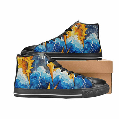MEN'S Lightning Bolt High Top Canvas Vivid Custom Shoes