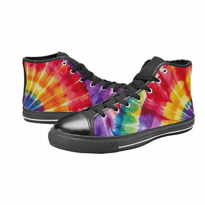 MEN'S Tie Dye Rainbow Spiral High Top Canvas Y2K Custom Shoes