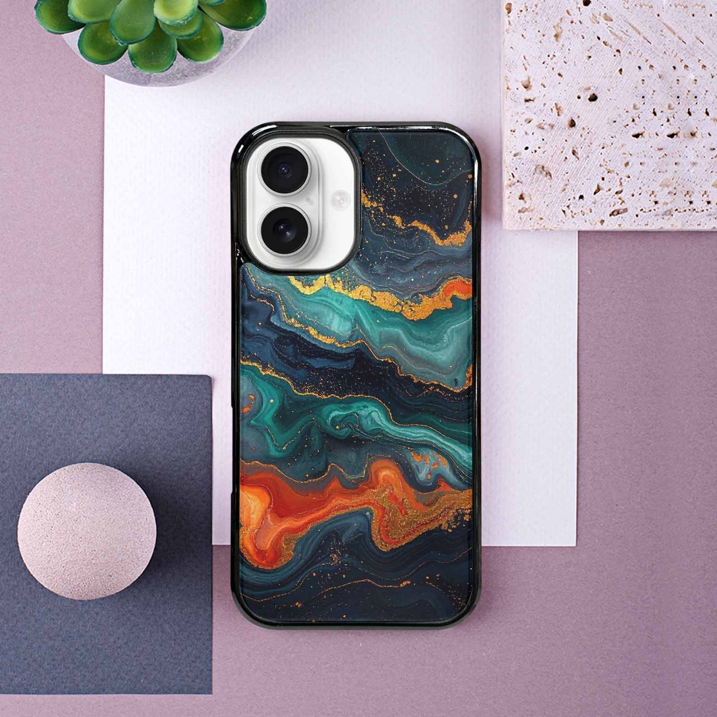 iPhone 16 Case — Marble Dark, Custom Phone Case