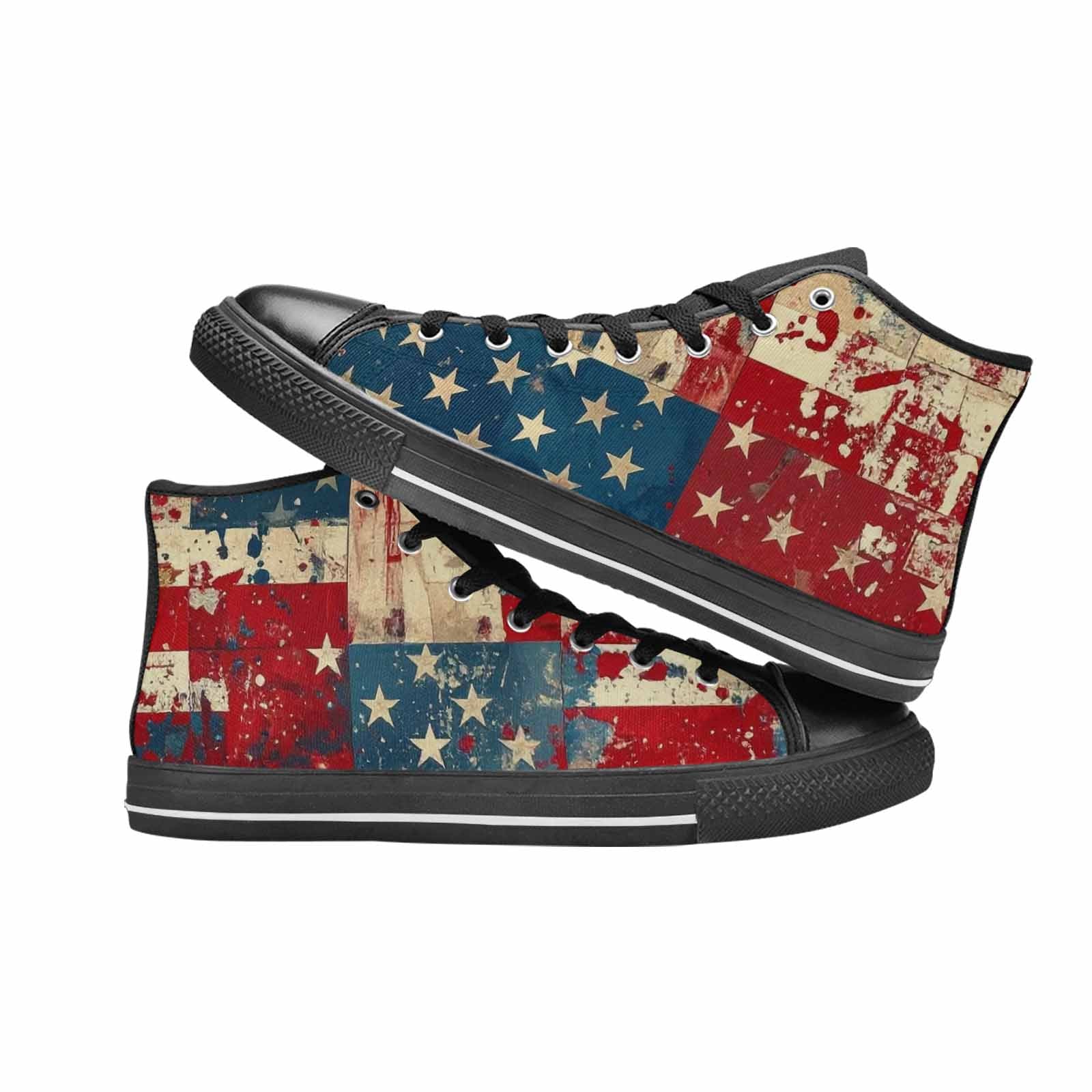 MEN'S American Flag Stars High Top Canvas Neon Fantasy Custom Sneakers