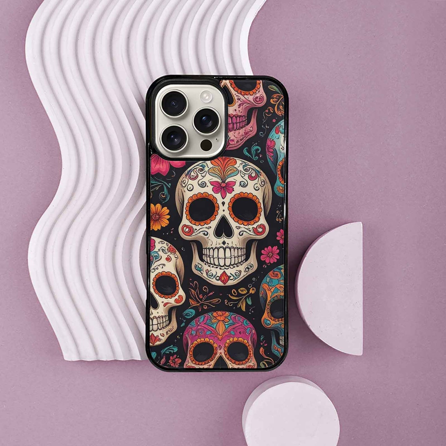 iPhone 16 Pro Max Case — Smaller Skulls Overlapping Seamless Pattern Of, Custom Phone Case