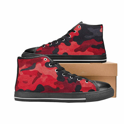 WOMEN'S Tactical Camo Red Black High Top Canvas Vivid Sneakers