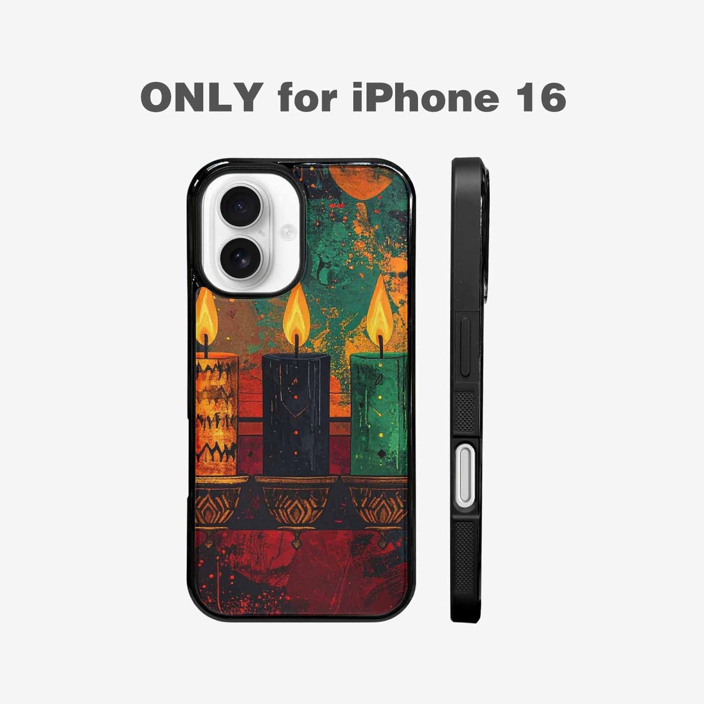 iPhone 16 Case — Kwanzaa Kinara Pattern Seamless Repeat African, Original Design Phone Case