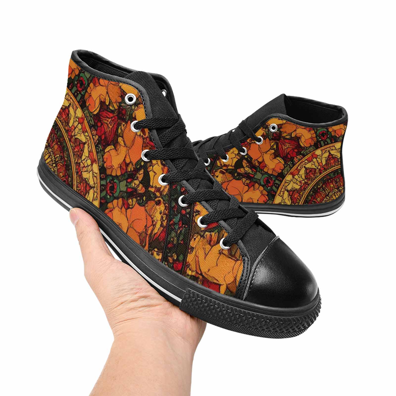 WOMEN'S Mandala Lions High Top Canvas Aesthetic Custom Sneakers