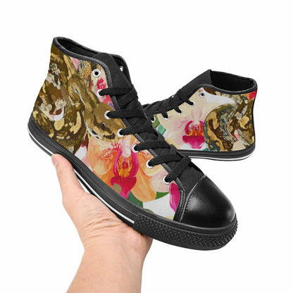 MEN'S Floral Snake Print High Top Canvas Grunge Custom Shoes
