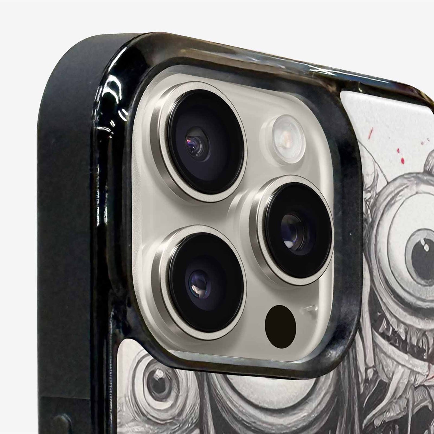 iPhone 15 Pro Max Case — Multi Eye Monster Black Red Ink, Custom Designed Case Cover