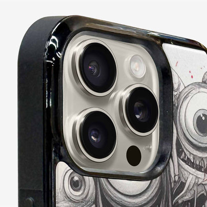 iPhone 15 Pro Max Case — Multi Eye Monster Black Red Ink, Custom Designed Case Cover