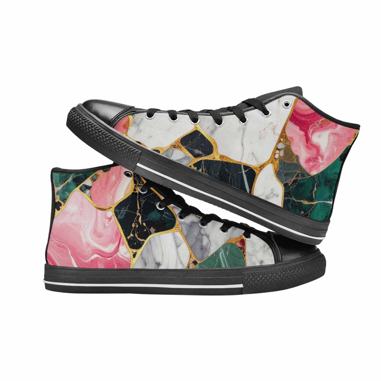 WOMEN'S Marble Stone Texture High Top Canvas Dark Academia Shoes