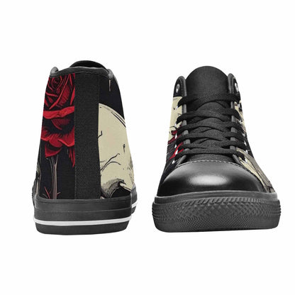 WOMEN'S Ornate Gothic Skulls Roses High Top Canvas Aesthetic Custom Sneakers