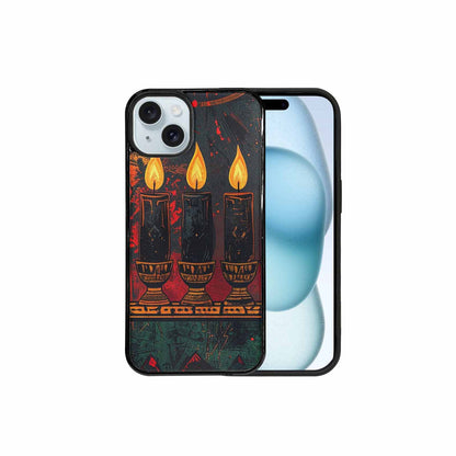iPhone 15 Plus Case — Kwanzaa Kinara Pattern Seamless Repeat African, Customized Protective Case
