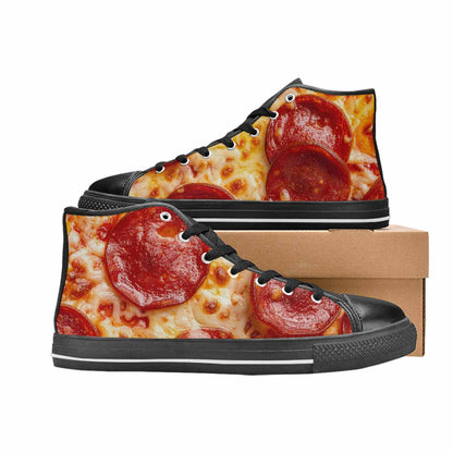 MEN'S Pepperoni Pizza Print High Top Canvas Aesthetic Sneakers