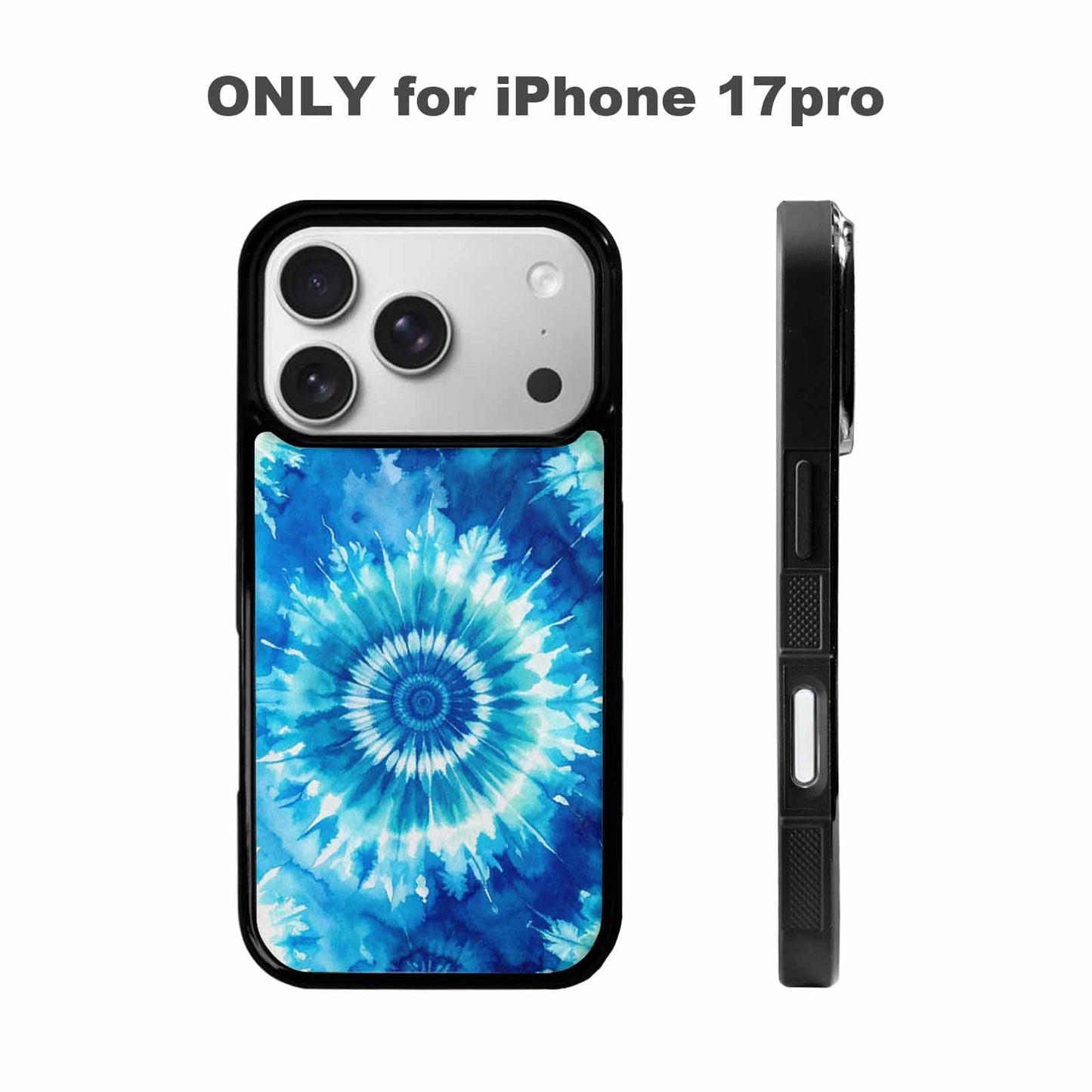 iPhone 17 Pro Case — Tie Dye Ocean Blues Blended Tie, Customized Protective Case